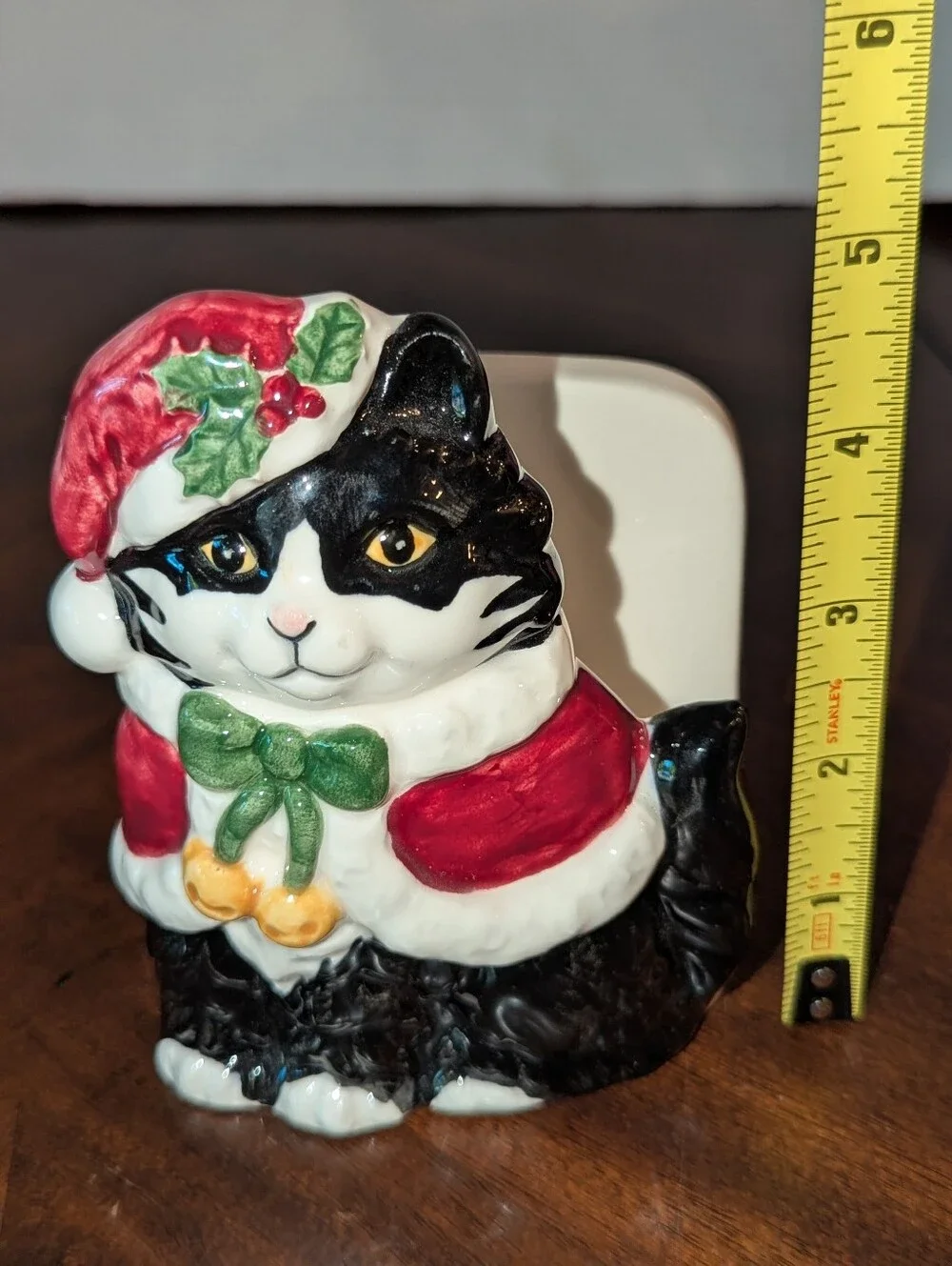 VTG Otagiri Japan Cindy Sugawara Christmas Tuxedo Cat Napkin Holder Candle Set